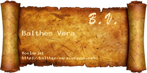 Balthes Vera névjegykártya